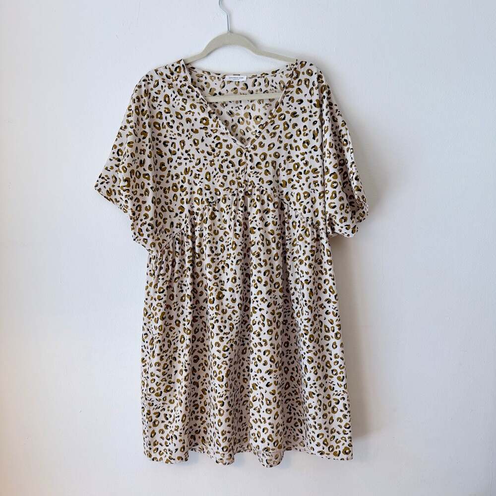 Chic Soul Babydoll Dress, Leopard (1x)